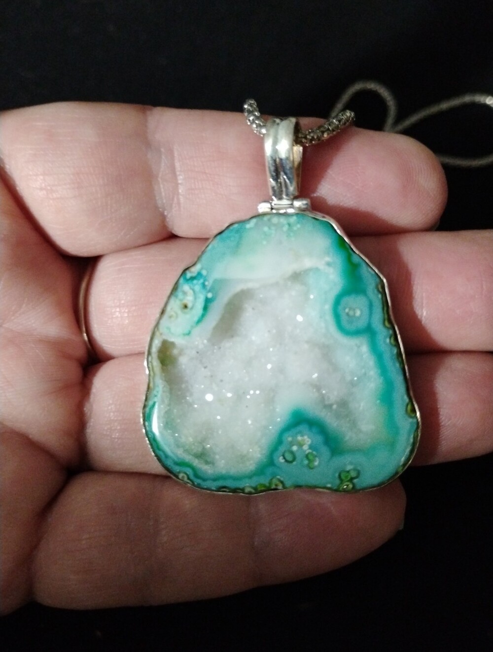 Sparkling Artisan Teal Agate Pendant